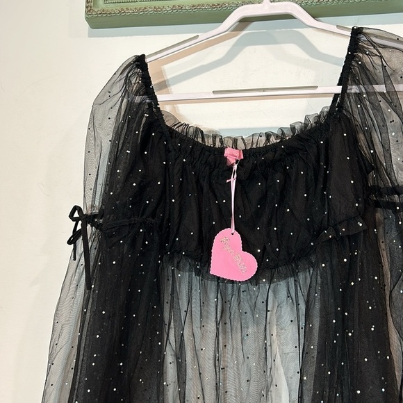 DOLLS KILLS SUGAR THRILLZ DIVINE ELF PRIESTESS RHINESTONE TULLE CROP TOP XL NEW - Picture 3 of 7